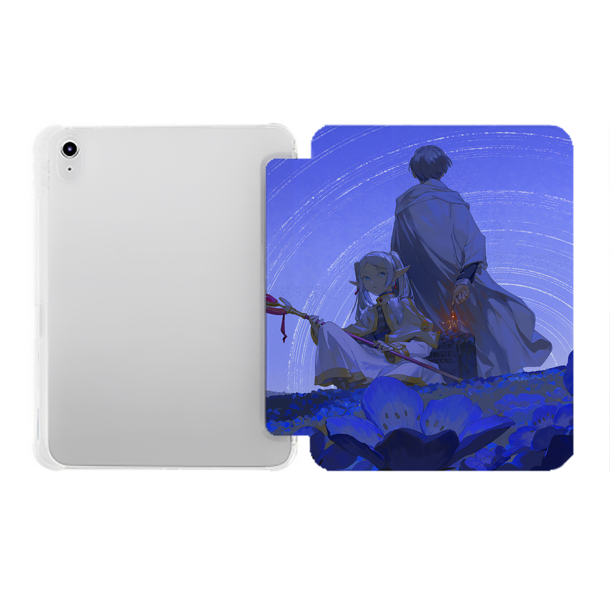 （画像用） 葬送のフリーレン Frieren IPad ケース ペン収納付き 三つ折りスタンド PUレザー×シリコン 対応機種9.5/10.5/10.9インチ